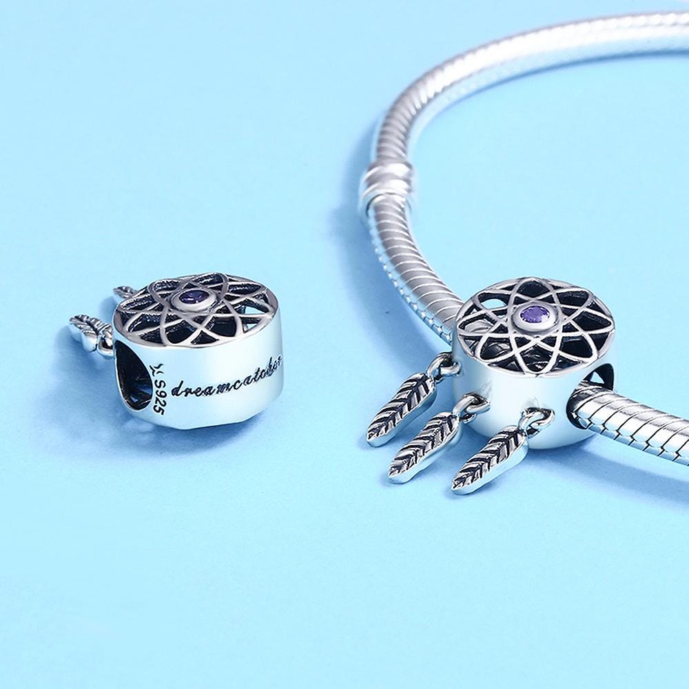 Solid 925 Sterling Silver Dream Catcher Magnetized CZ Charm - Brilliant Co