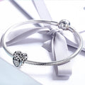 Solid 925 Sterling Silver Heart to Heart Clear CZ Charm - Brilliant Co