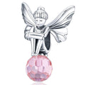 Solid 925 Sterling Silver Fairy King Pink Crystal Pandora Inspired Charm