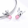 Solid 925 Sterling Silver Fairy King Pink Crystal Pandora Inspired Charm