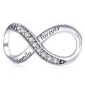 Solid 925 Sterling Silver Family Forever Infinity Pandora Inspired Charm White Gold