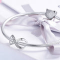 Solid 925 Sterling Silver Family Forever Infinity Pandora Inspired Charm White Gold