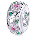 Solid 925 Sterling Silver Colourful Floral Flower Pandora Inspired Charm - Brilliant Co