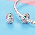 Solid 925 Sterling Silver Colourful Floral Flower Pandora Inspired Charm - Brilliant Co