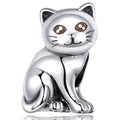 Solid 925 Sterling Silver Kitty Cat Love Pandora Inspired Charm - Brilliant Co