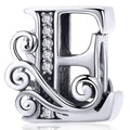 Solid 925 Sterling Silver Vintage Inspired Antique Alphabet Charm - 14