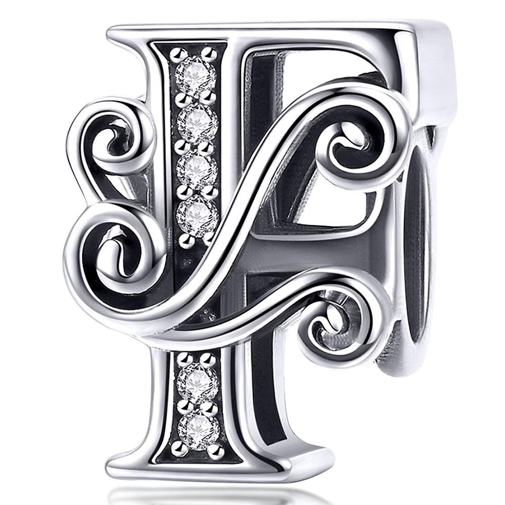 Solid 925 Sterling Silver Vintage Inspired Antique Alphabet Charm - 17