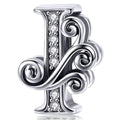 Solid 925 Sterling Silver Vintage Inspired Antique Alphabet Charm - 26