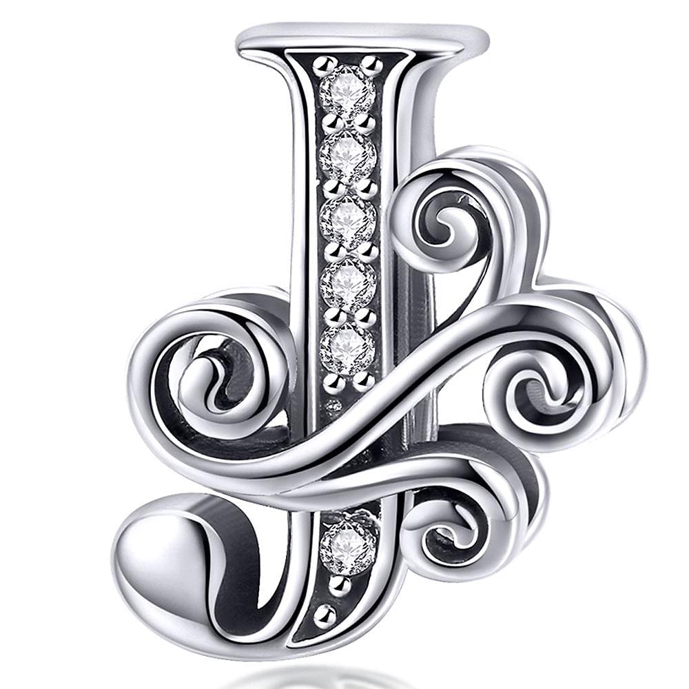 Solid 925 Sterling Silver Vintage Inspired Antique Alphabet Charm - 29