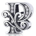 Solid 925 Sterling Silver Vintage Inspired Antique Alphabet Charm - 47