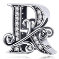 Solid 925 Sterling Silver Vintage Inspired Antique Alphabet Charm - 53