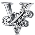Solid 925 Sterling Silver Vintage Inspired Antique Alphabet Charm - 65