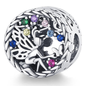 Solid 925 Sterling Silver Fairies Forest Pandora Inspired Bead Charm - Brilliant Co