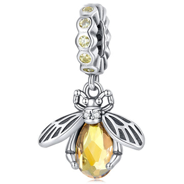 Solid 925 Signature Silver Bee-Yonce Yellow Charm