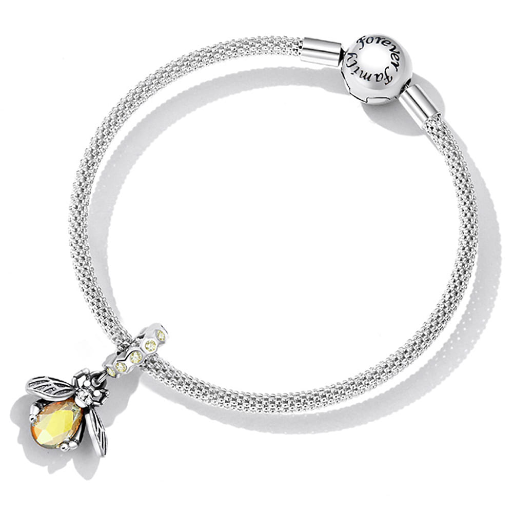 Solid 925 Signature Silver Bee-Yonce Yellow Charm