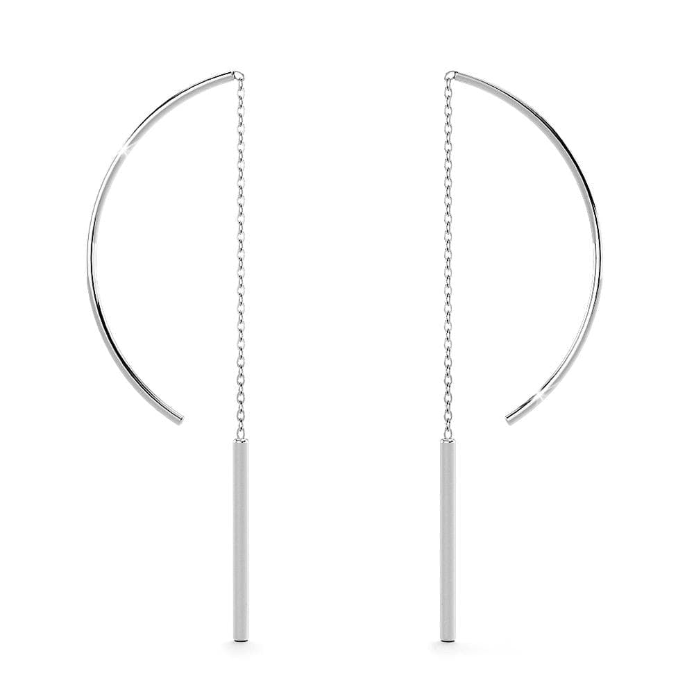 Solid 925 Sterling Silver D-Shaped Threader Earrings - Brilliant Co