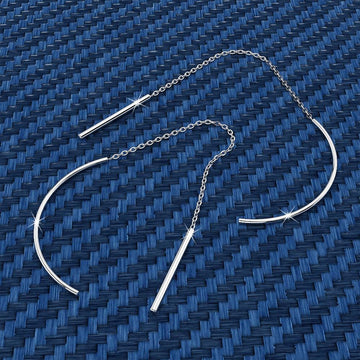 Solid 925 Sterling Silver D-Shaped Threader Earrings - Brilliant Co