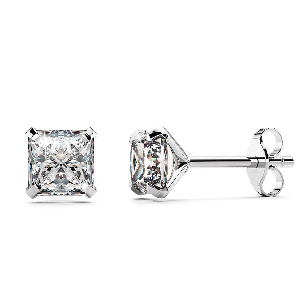 Solid 925 Sterling Silver Princess Cut Stud Earrings - Brilliant Co