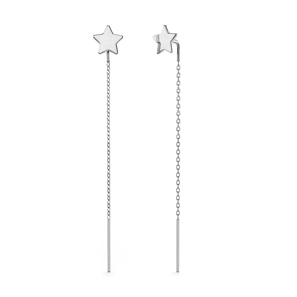 Solid 925 Sterling Silver Star Threader Earrings - Brilliant Co