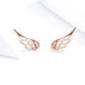 Solid 925 Sterling Silver Free Me Angel Wing Rose Gold Stud Earrings - Brilliant Co