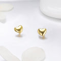 Solid 925 Sterling Silver Amore Love Heart Gold Stud Earrings - Brilliant Co