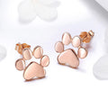 Solid 925 Sterling Silver Animal Paw Print Rose Gold Stud Earrings - Brilliant Co