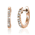 Solid 925 Sterling Silver Sparkling Zircon Rose Gold Hoop Huggie Earrings - Brilliant Co