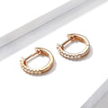 Solid 925 Sterling Silver Sparkling Zircon Rose Gold Hoop Huggie Earrings - Brilliant Co