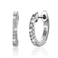 Solid 925 Sterling Silver Sparkling Zircon White Gold Hoop Huggie Earrings - Brilliant Co