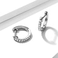 Solid 925 Sterling Silver Sparkling Zircon White Gold Hoop Huggie Earrings - Brilliant Co