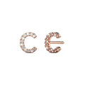 Solid 925 Sterling Silver Glamour Alphabet Letter Earrings Rose Gold - 10