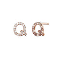 Solid 925 Sterling Silver Glamour Alphabet Letter Earrings Rose Gold - 66