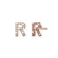 Solid 925 Sterling Silver Glamour Alphabet Letter Earrings Rose Gold - 70