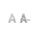 Solid 925 Sterling Silver Glamour Alphabet Letter Earrings  - 2