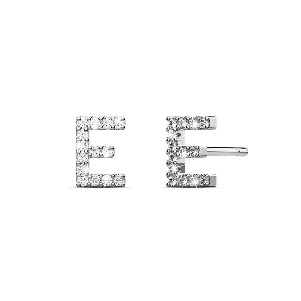 Solid 925 Sterling Silver Glamour Alphabet Letter Earrings  - 18