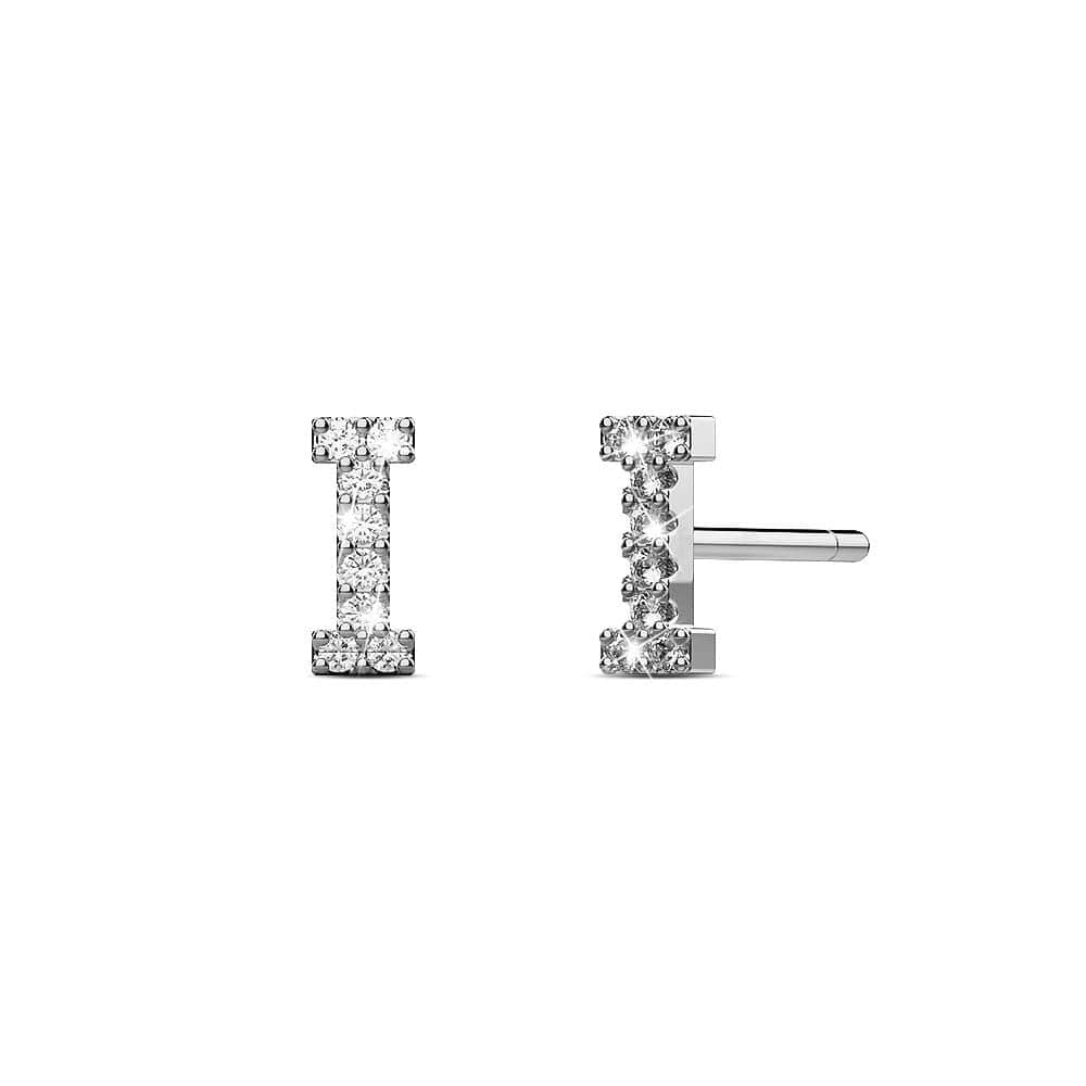 Solid 925 Sterling Silver Glamour Alphabet Letter Earrings  - 34