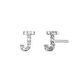 Solid 925 Sterling Silver Glamour Alphabet Letter Earrings  - 38