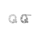 Solid 925 Sterling Silver Glamour Alphabet Letter Earrings  - 66