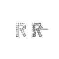 Solid 925 Sterling Silver Glamour Alphabet Letter Earrings  - 70