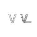Solid 925 Sterling Silver Glamour Alphabet Letter Earrings  - 86