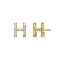 Solid 925 Sterling Silver Glamour Alphabet Letter Earrings Gold - 30