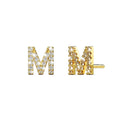 Solid 925 Sterling Silver Glamour Alphabet Letter Earrings Gold - 50