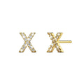Solid 925 Sterling Silver Glamour Alphabet Letter Earrings Gold - 94