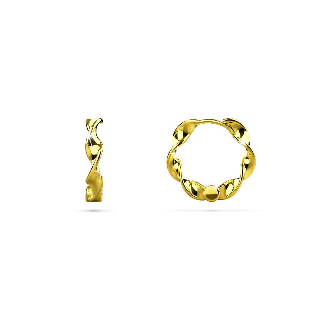 Solid 925 Sterling Silver Hypnotic Twist Hoop Earrings in Gold Vermeil - Brilliant Co
