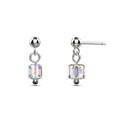 Solid 925 Sterling Silver Iridescent Cube Drop Earrings Embellished with Crystals from Swarovski