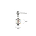 Solid 925 Sterling Silver Iridescent Cube Drop Earrings Embellished with Crystals from Swarovski