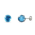 Solid 925 Sterling Silver Aquamarine Blue Oval Stud Earrings Embellished with Crystals from Swarovski¬Æ - Brilliant Co