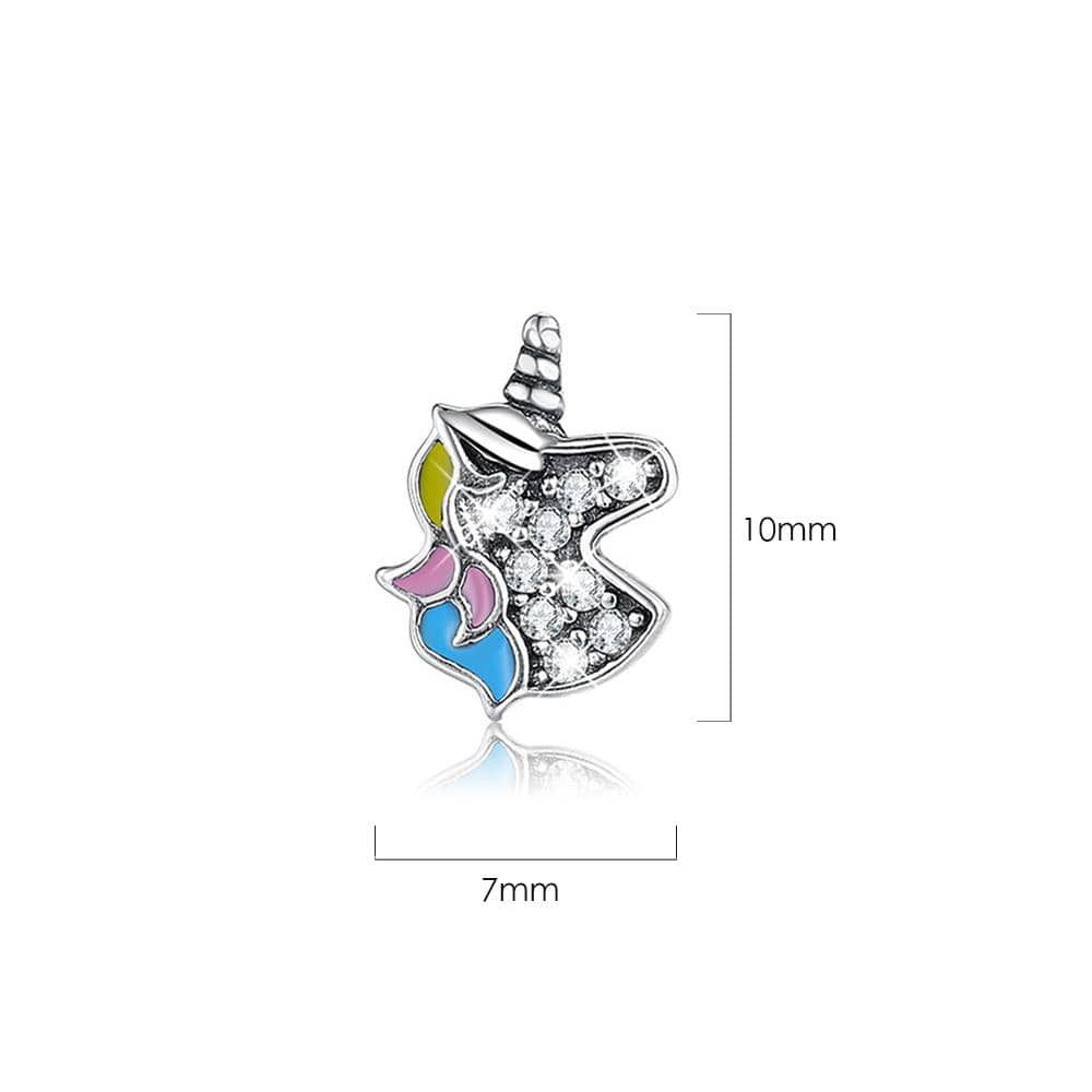 Solid 925 Sterling Silver Pastel Hue Unicorn Stud Earrings - Brilliant Co