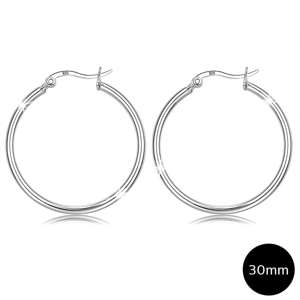 Solid 925 Sterling Silver Back To 60s Hoop Earrings - Brilliant Co