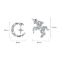 Solid 925 Sterling Silver Pure Crescent and Unicorn Stud Earrings - Brilliant Co